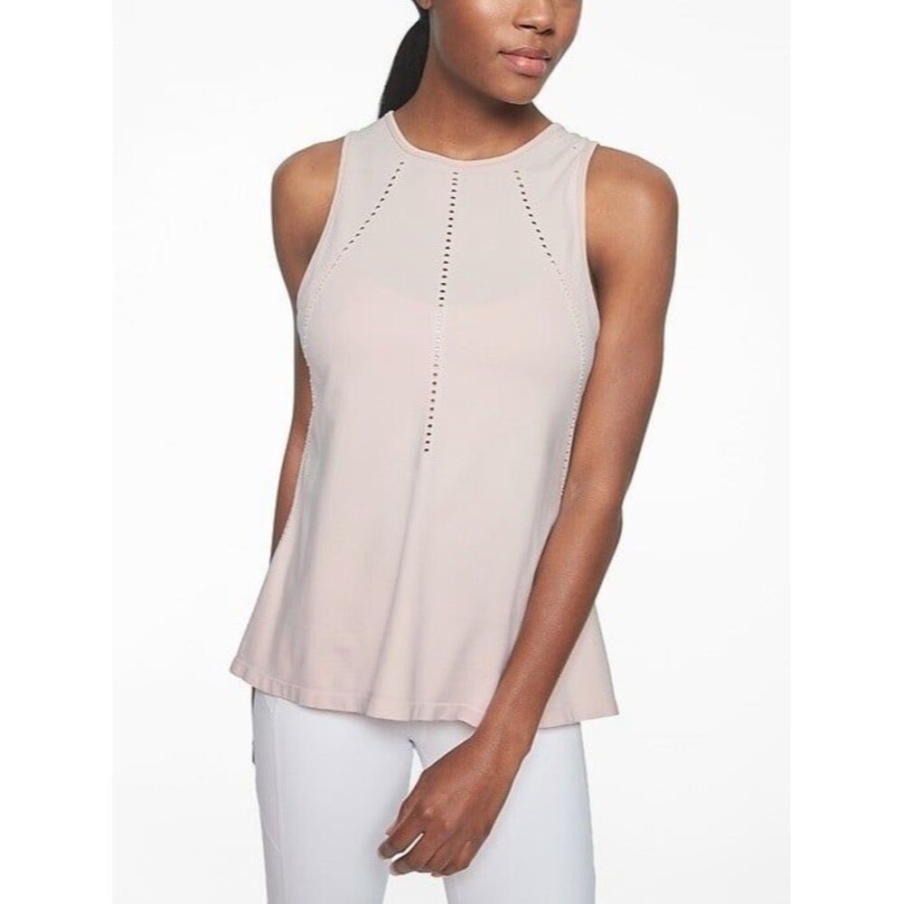 Athleta Foothill Seamless SplitTie Back Tank Top Pale Pink S Sporty Unstinkable
